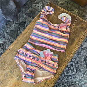 NWT Kortni Jeane Swim Set Rainbow Darling M